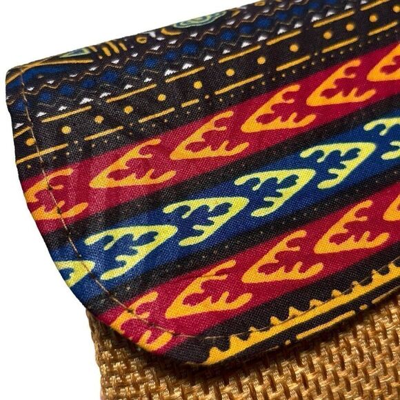 Envelope clutch contrast print warm colors snap & zip closure purse - Picture 2 of 11